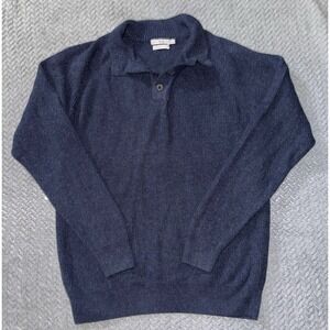 Peter Millar Men's Navy Blue Merino Wool Quarter Button Pullover Sweater Size XL